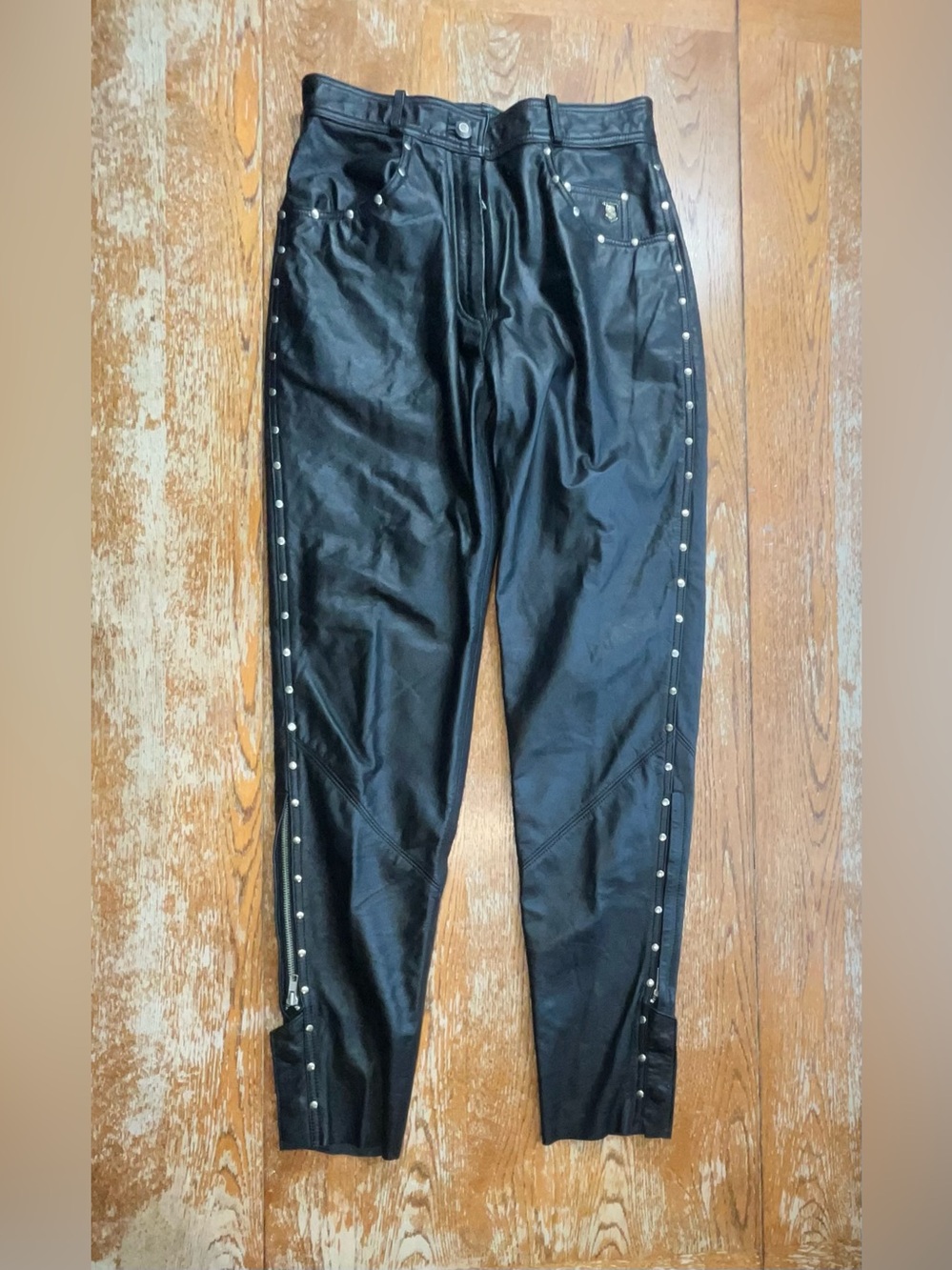 Brand New Vintage 90s Harley Davidson Black Studded Pants. Size 38/10 W Woman’s